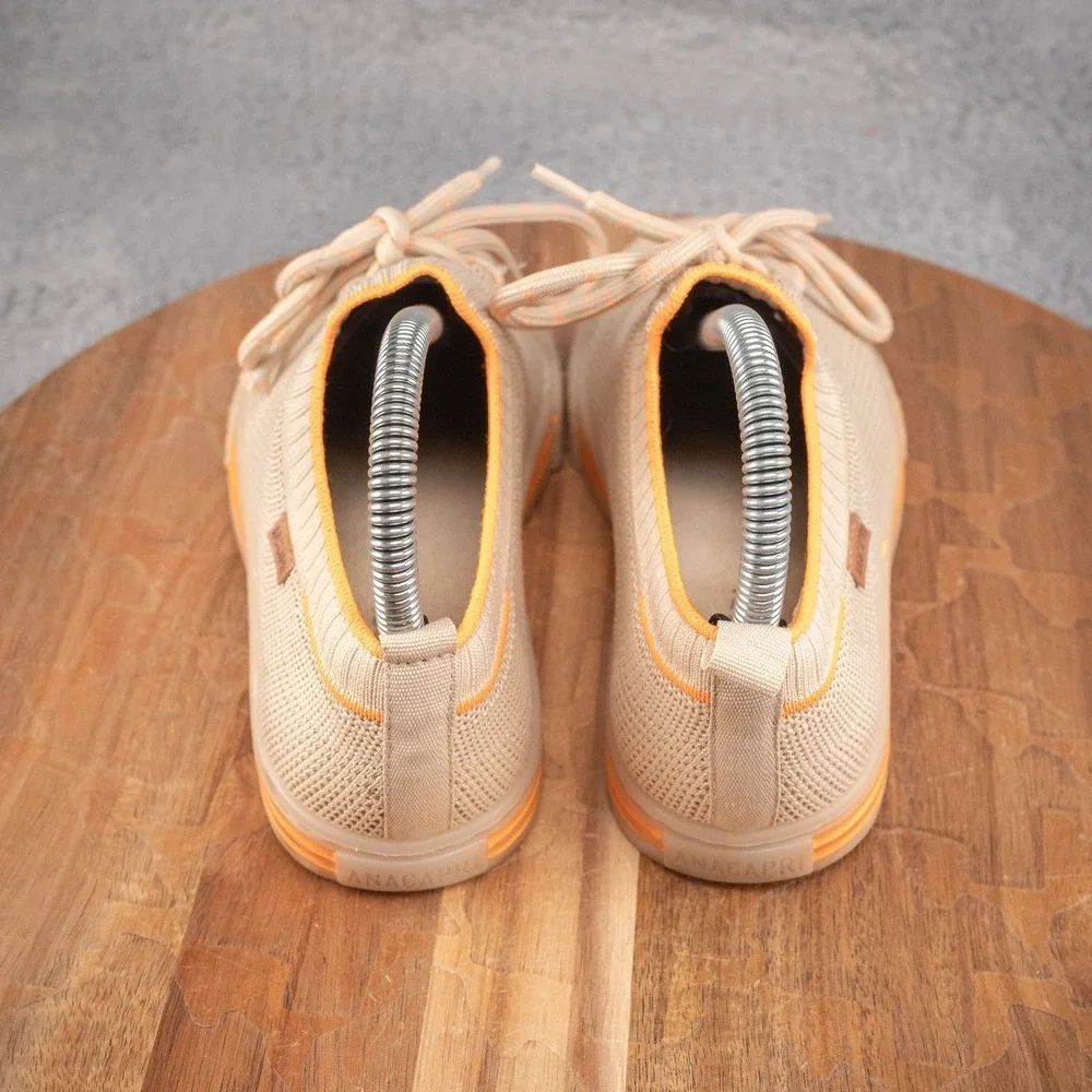 ANACAPRI Women Knit Slip On Sneakers Taupe Lace Up‎ Comfort Shoes 36 EUR 5.5 US